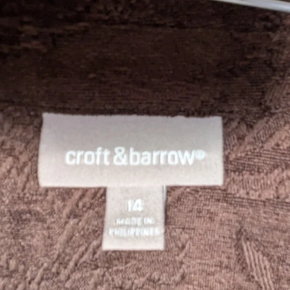Croft & Barrow Floral Textured Jacquard Brown Blazer Classic Cozy Career Jacket - Picture 14 of 16